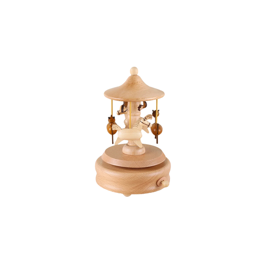 Wooden Carousel Music Box – Handcrafted Rotating Gift